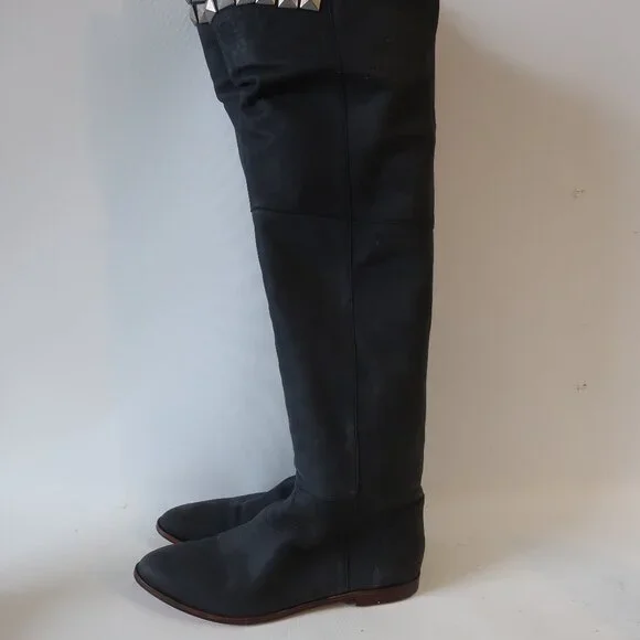 Womens Candela NYC Black Suede Studded Accents Over-the Knee Boots 8 - Picture 5 of 16
